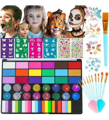 Kit Pintura Facial Profesional 42 Colores No Tóxico Niños