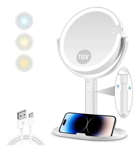 Espejo Cosmético Led Redondo Retráctil Con Doble (xy)