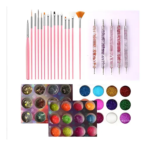 Kit De Arte Para Uñas Dotting Uñas Pinceles Strass