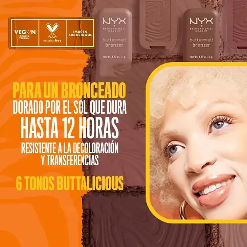Bronceador Cremoso, Buttermelt Bronzer, Nyx Cosmetics Tono Del Maquillaje All Butta D Up