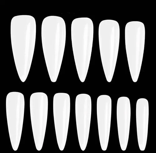 X600 Tips Stiletto Natural Cristal Manicuria Uñas Postizas