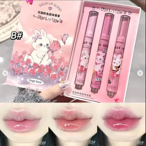 Set 3 Gloss Brillos Labiales Solidos Jelly Lips By Gege Bear