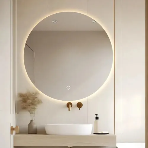 Espejo Moderno Digital Luz Led Redondo Baño Smart Touch 60cm