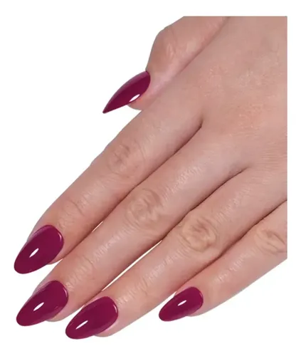 Uñas Press On Veluna Almendras 32u Cortas Reutilizables Kit Bordó Vino