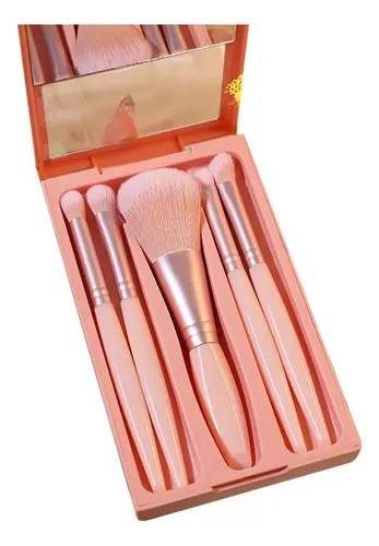 Juego De Brochas De Maquillaje De Cerdas Suaves Con Espejo,
