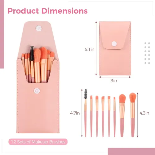 Brochas De Maquillaje De Viaje, 12 Sets De 8 Piezas