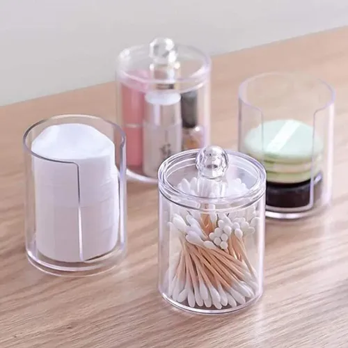 Organizador De Maquillaje Doble De Acrilico Algodon Hisopo