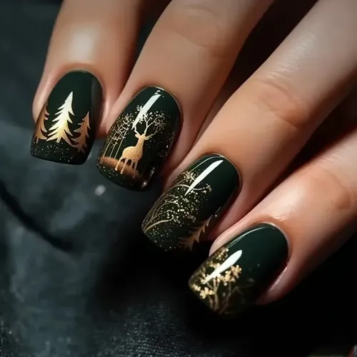 24 Pegatinas Cuadradas Cortas Con Diseño De Árbol De Navidad