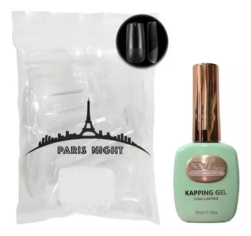 Kit Soft Gel 50 Tips Paris Night + Base Kapping 10ml Premium