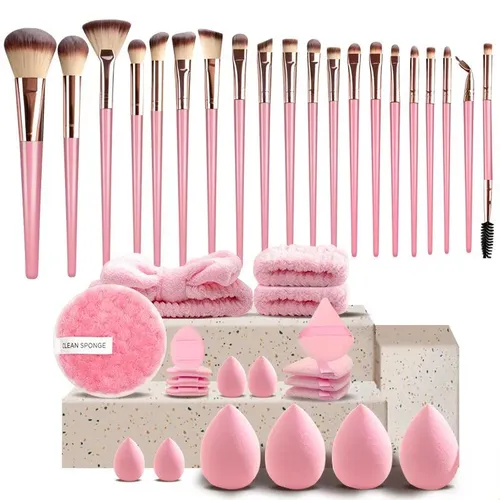 Set De 40 Esponjas De Maquillaje, Brochas Y Brochas Para El