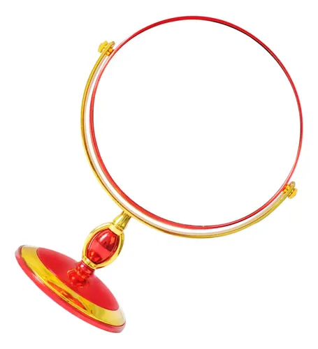 Espejo Redondo Giratorio De Doble Cara Para Cosméticos Para  Rojo Y Dorado