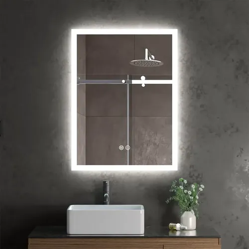 Espejo Rectangular de 60×80 cm con Luz LED Inteligente, Antiempañante y Touch para Baño