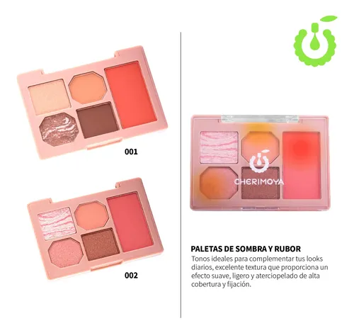 Paleta 2 En 1- 4 Sombras + 1 Rubor  Cherimoya Varios Colores