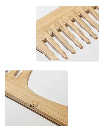 Horquilla Afro Antiestática De Madera De Bambú Natural, 1 Pi