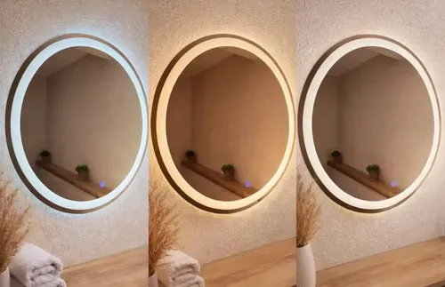 Espejo Redondo Lumens 70cm Luz Led Táctil Fría Cálida Neutr