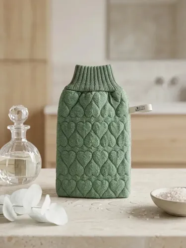 Guante De Baño Corazón Verde