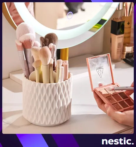 Organizador Brochas Pinceles Maquillaje Giratorio Nórdico