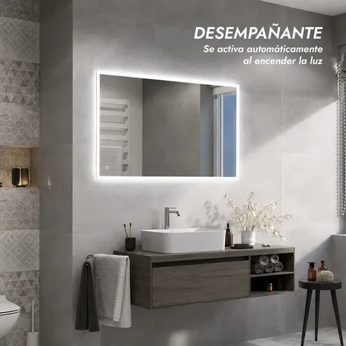 Espejo Para Baño Rectangular Led Táctil Dimerizable Rectangular