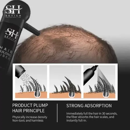 Polvo De Fibra Capilar Negro Cubre Raíz De Cabello Calvicie