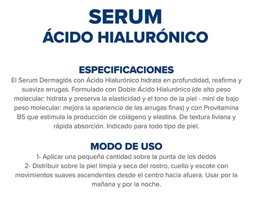 Sérum Facial Dermaglós Ácido Hialurónico X 30 Ml
