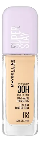Maybelline Super Stay Lumi Matte Base de Maquillaje Líquida, Alta Cobertura con Acabado Mate Luminoso, Tecnología Lightwear 30H de Duración, Tono 118, 30 ml
