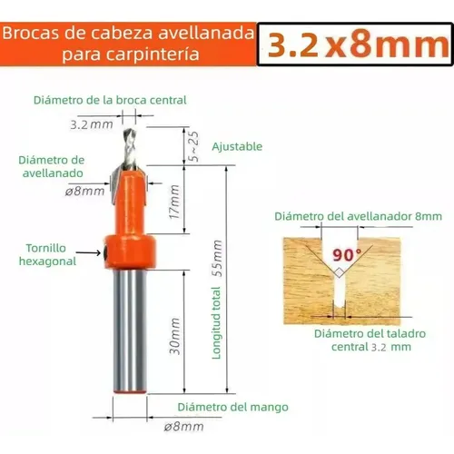 Pinzas Perforadoras For Carpintería De 8 Mm Con Broca C Ek