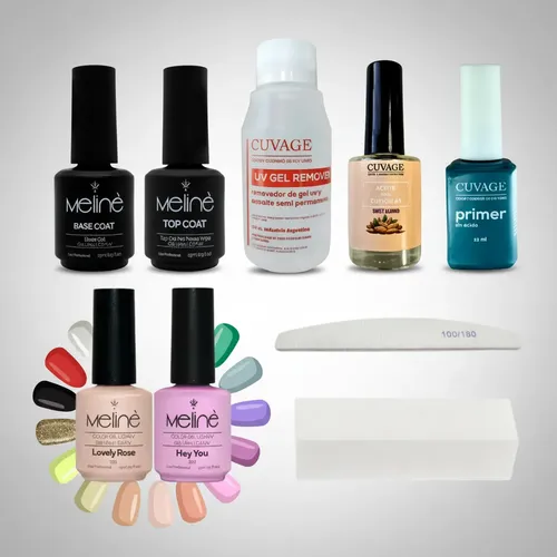 Kit Semipermanente Meline 9 Piezas Para Uñas Gelificadas