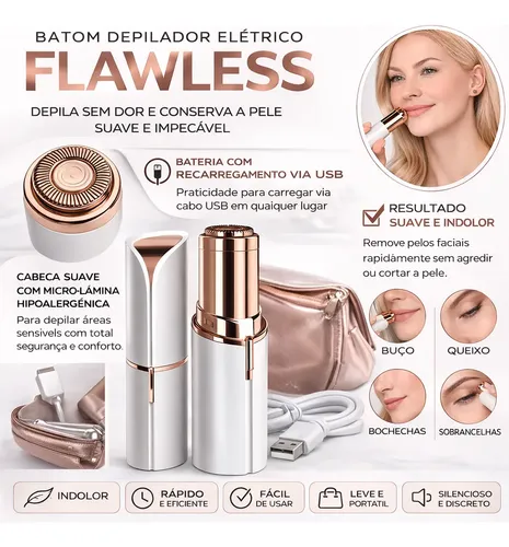 Recortador Facial Usb Blanco Depilador Cejas Y Vello Negro