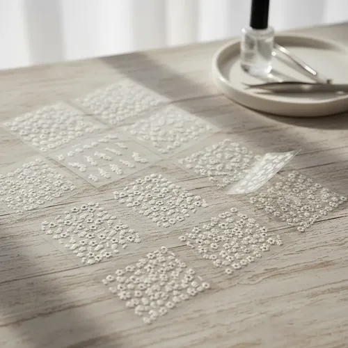 45 Stickers Blancos Y Azules Brillantes Para Deco De Uñas