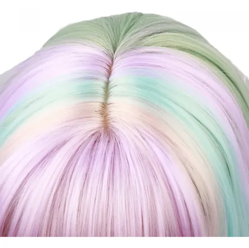 Peluca Rizada Multicolor De 26 Pulgadas Para Fiesta, Carnava Multi-color