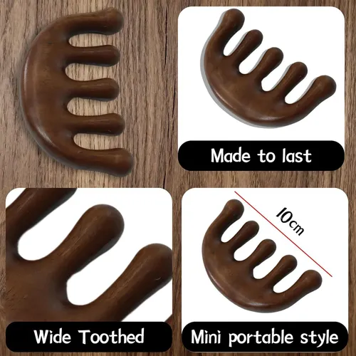 Peines De Madera De Sándalo Para Cabello Rizado Y Liso 2u