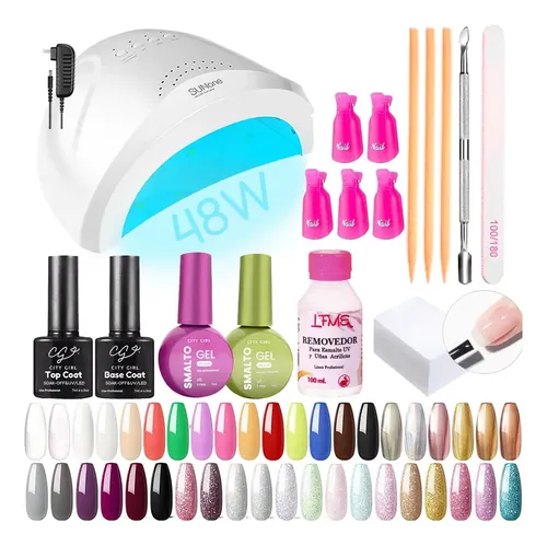 Kit Uñas Semipermanentes Manicuria Gel Esmaltes Cabina Uv