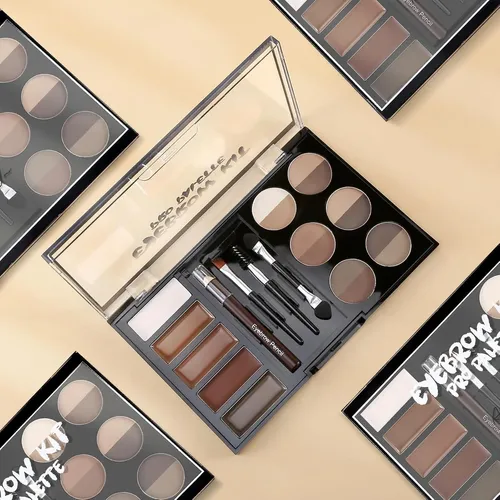 Kit De Cejas: Paleta 12 Colores, 5 Máscaras, Plantillas Y