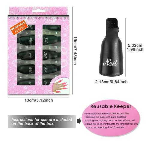 Clips Para Remover Esmalte Gel Negro X10 Uñas Acrílicas