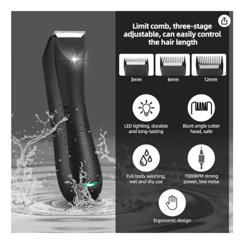Corta Pelo Corporal Intimo Daling Waterproof Linterna Negro