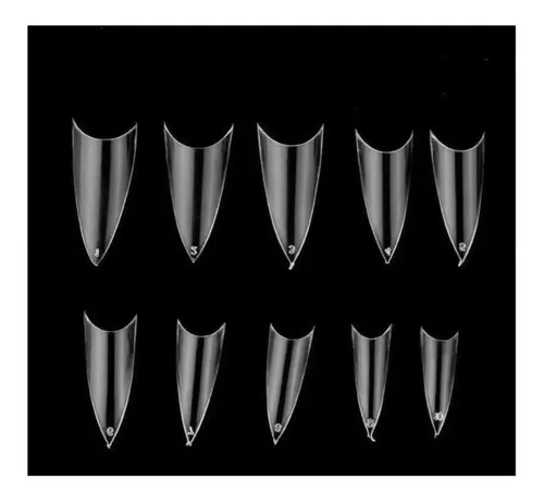 100 Tips Stiletto Cristal/natural En Punta Uñas Postizas