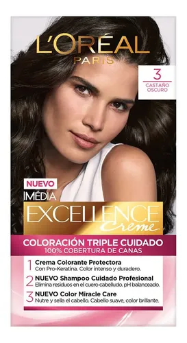 Tintura Permanente Excellence Creme Loreal Paris X 47 Gr Tono 3.0 Castaño oscuro
