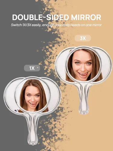 Espejo De Mano Omiro De Doble Cara Con Aumento De 1x/3x
