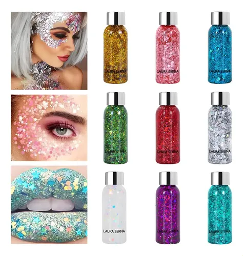 9 Colores De Purpurina Corporal Para Maquillaje, Cabello Y C