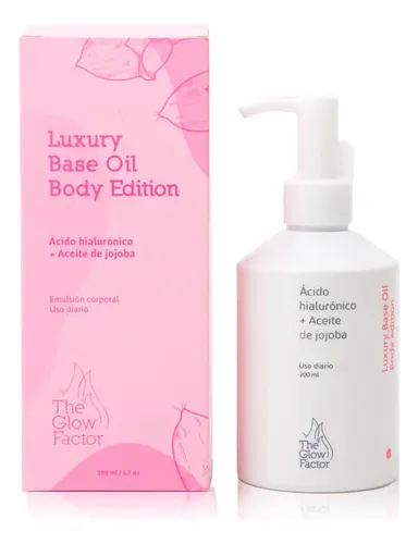 The Glow Factor Luxury Base Oil Body Edition – Emulsión Corporal con Jojoba y Ácido Hialurónico x 200ml