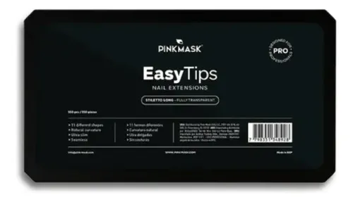 Pink Mask Easy Tips Soft Gel Stiletto Largo X 550u Lisa