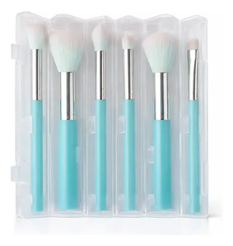 Set X 6 Brochas Portables Maquillaje Con Estuche Plegable