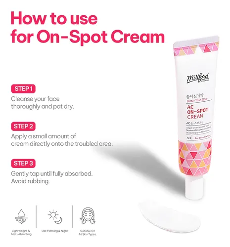 On-spot Cream 30g/1.05 Oz, Zinc Oxide 10%, Niacinamide 2%