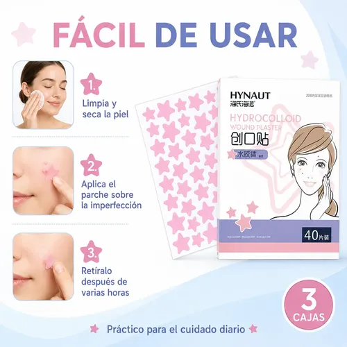 Parches Hidrocoloides Estrella Acne 3 Cajas 120 Pzs