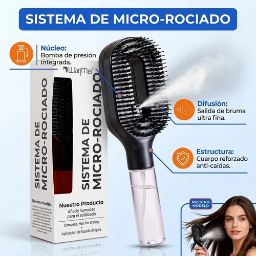 Cepillo Desenredante Spray 2 En 1 Antifrizz Hidratacion