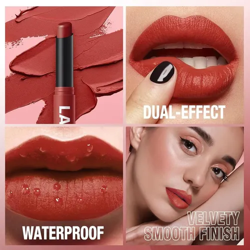 Set de 12 Labiales Jolilab Mate de Larga Duración, Colores Nude y Oscuros