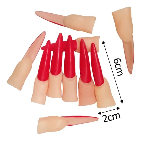 10x Uñas Falsas De Bruja Maquillaje Suministros Para Rojo