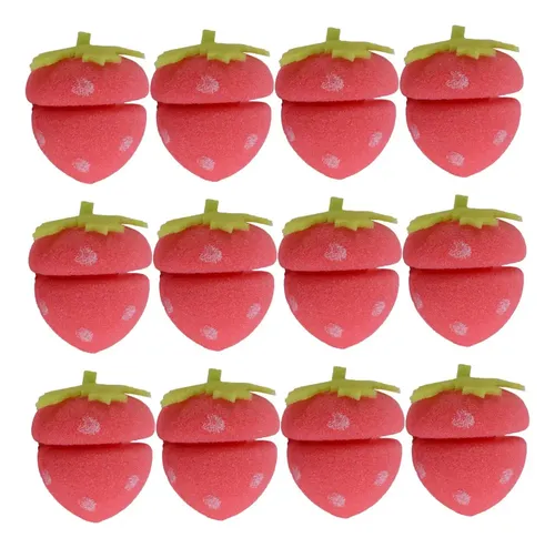 * 12 Pcs Rulos El Cabello En Forma Fresa Lindas .