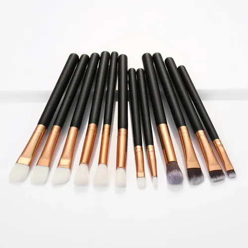 Set 12 Pinceles Brochas Para Ojos Cejas Maquillaje Completo