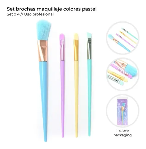 Set Brochas Maquillaje Colores Pastel Skora Beauty X4